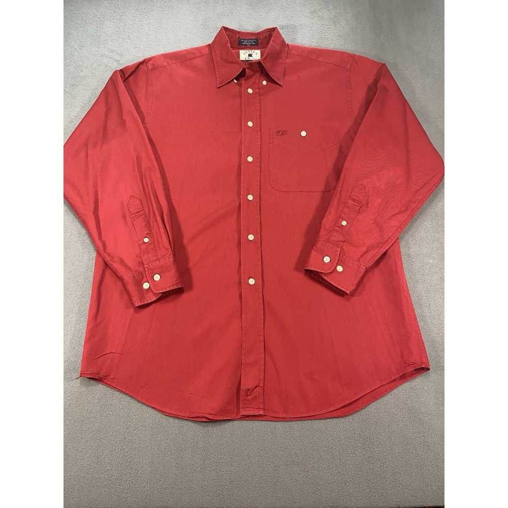 Cutter & Buck Mens Long Sleeve Button Down Red Small 100% Cotton